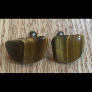 Vintage tiger’s eye clip-on/twist-on earrings